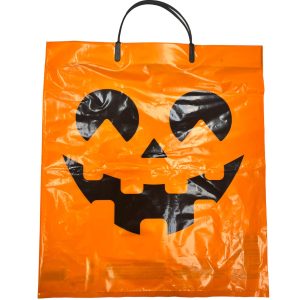 Classic Jack-o'-Lantern Plastic Trick-or-Treat Bag. 14in x 15.5in