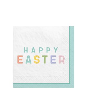 Happy Easter Paper Beverage Napkins. 5in. 16ct - Easter Wishes