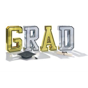 Metallic Gold & Silver Grad Cardstock Centerpiece Kit. 18in. 4pc
