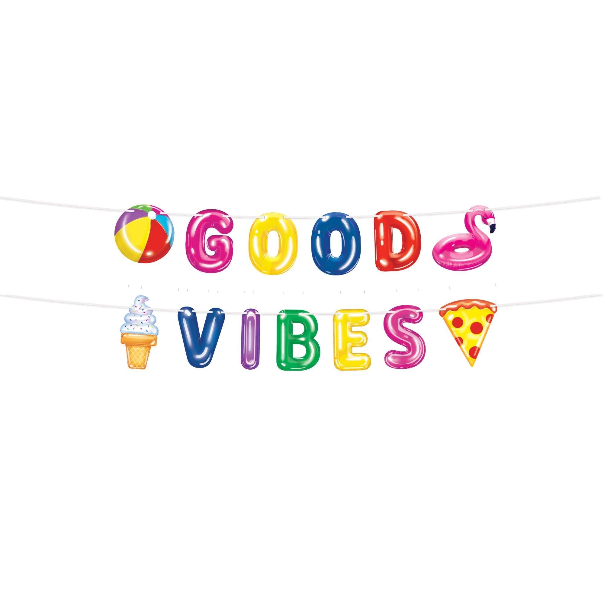 Cool Pool Party Good Vibes Cardstock Banner Set. 2pc. 5ft - Image 2