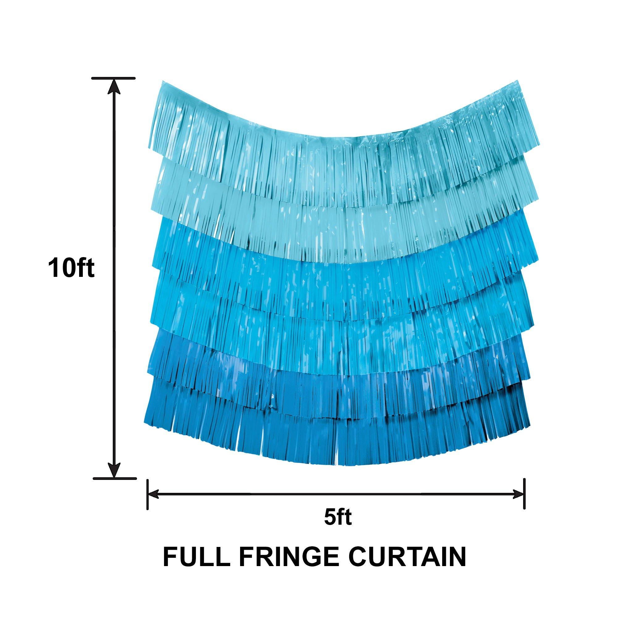 Blue Plastic Fringe Banner Backdrop. 5ft x 7.3ft - Pool Party - Image 4