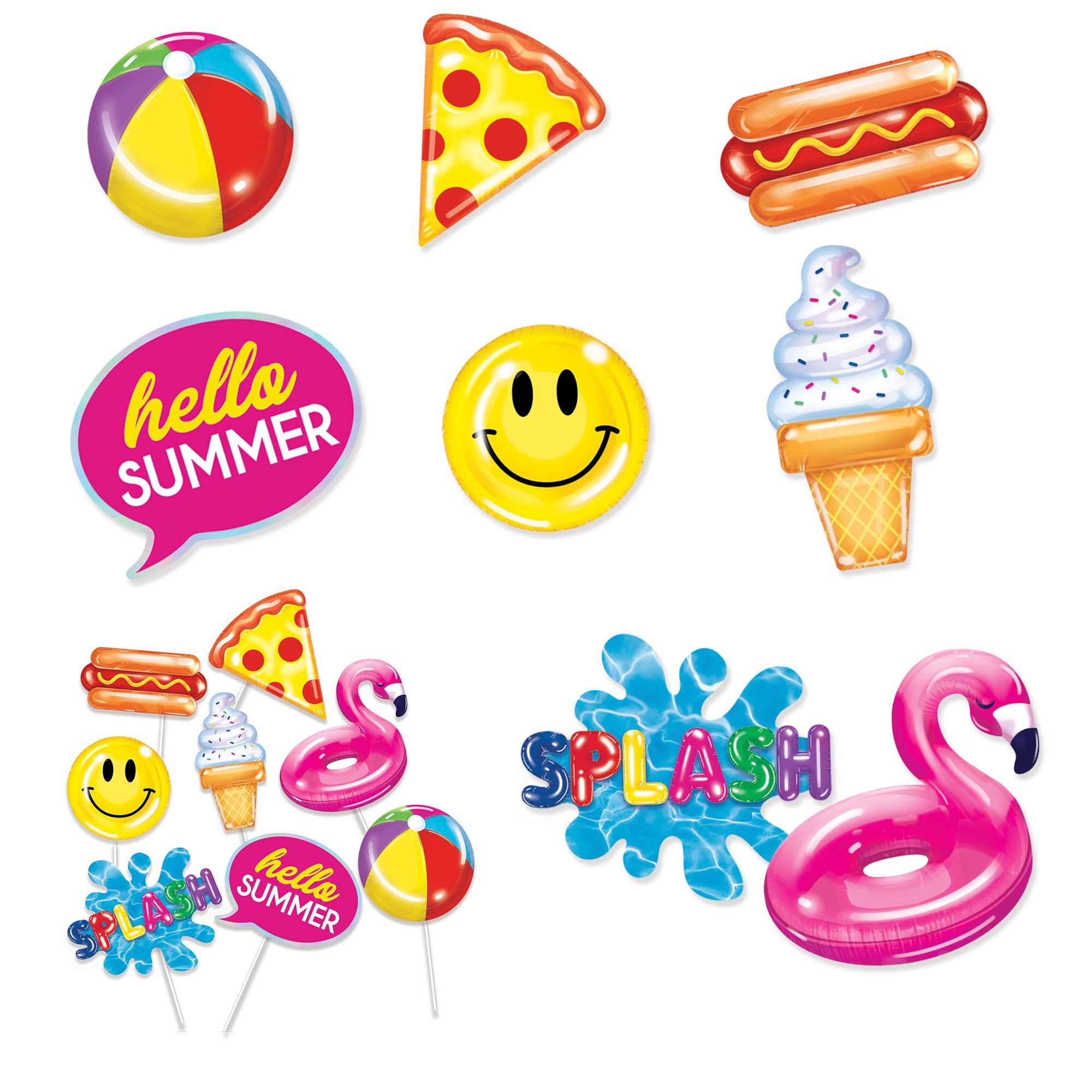 Cool Pool Party Cardstock & Plastic Photo Booth Props. 8pc - Image 2