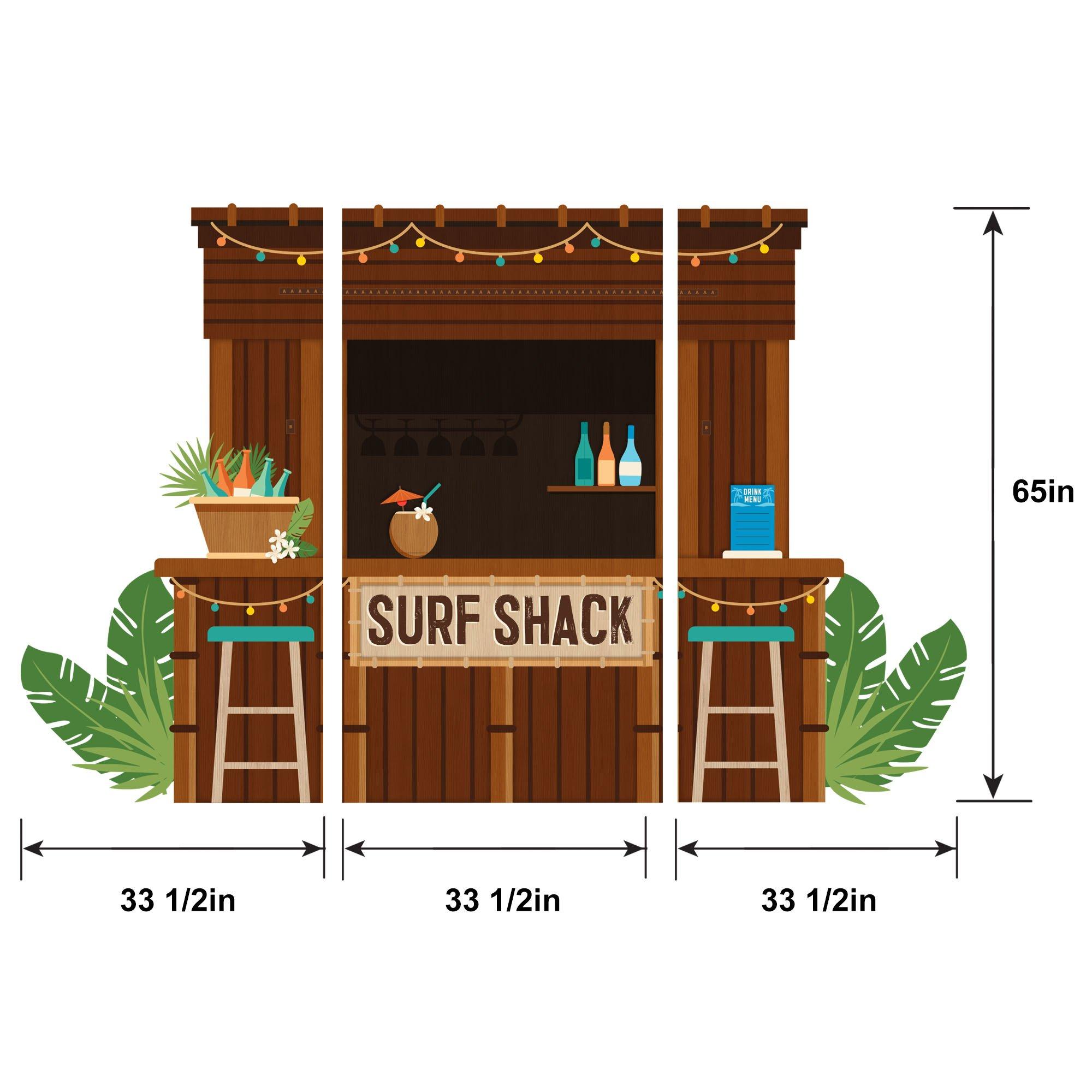Beach Life Surf Shack 3D Plastic & Raffia Scene Setter. 8.4ft x 5.4ft - Image 2