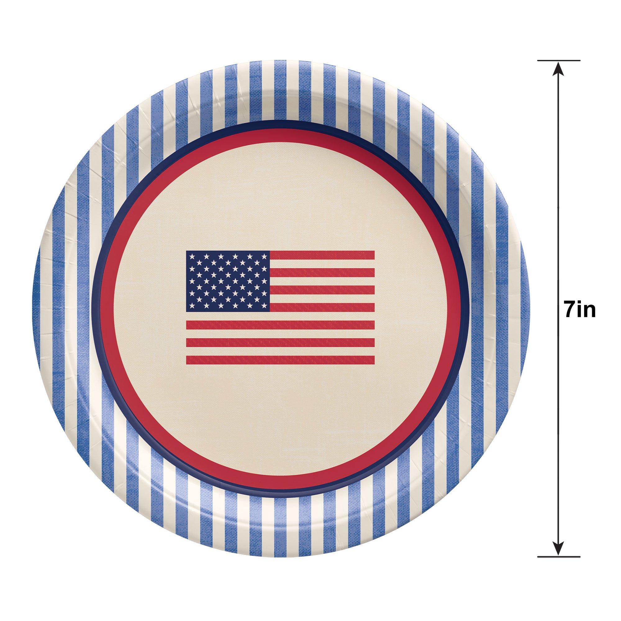 Americana Stripe Paper Dessert Plates. 7in. 8ct - Image 4