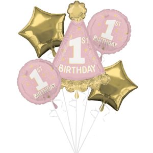 Little Miss One-derful 1st Birthday Foil Balloon Bouquet. 5pc