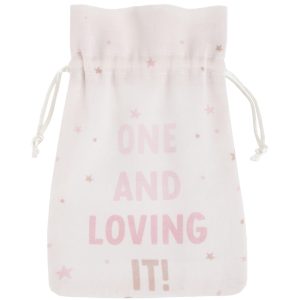 Pink & Taupe 1st Birthday Fabric Favor Pouch
