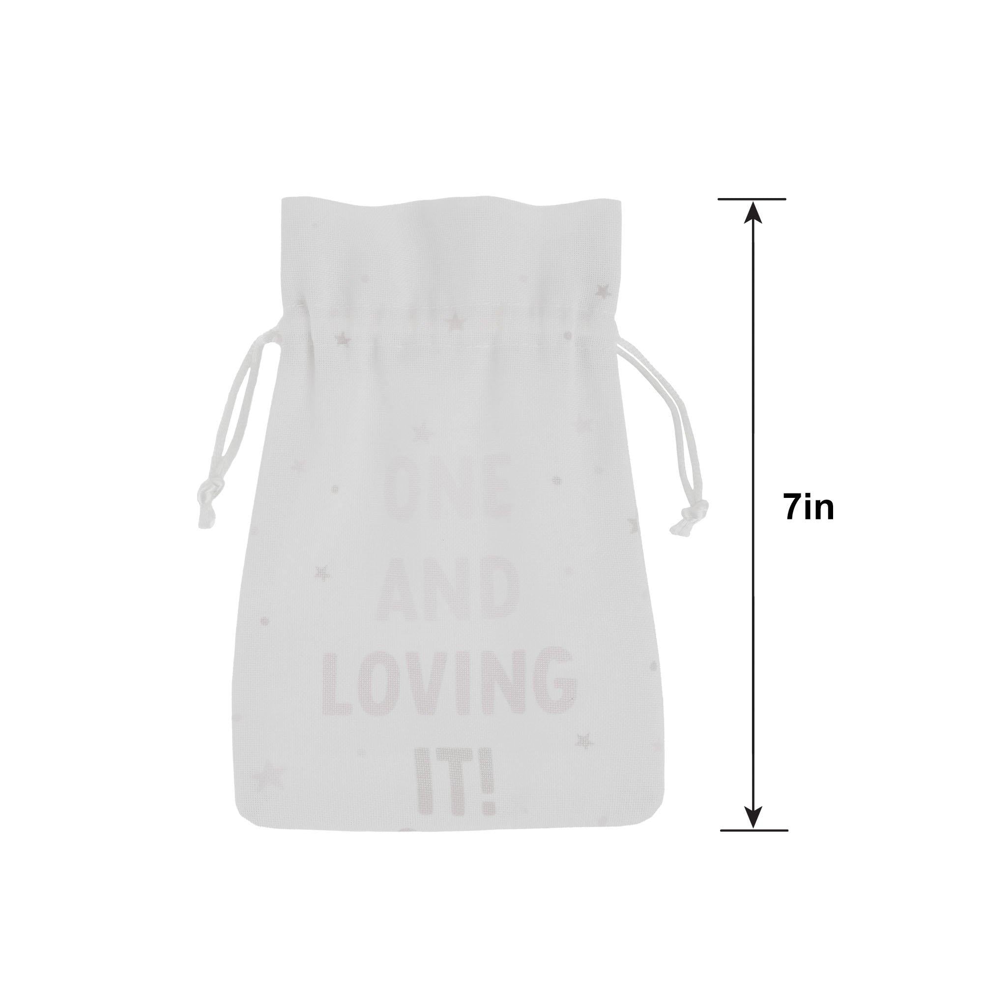 Pink & Taupe 1st Birthday Fabric Favor Pouch - Image 2