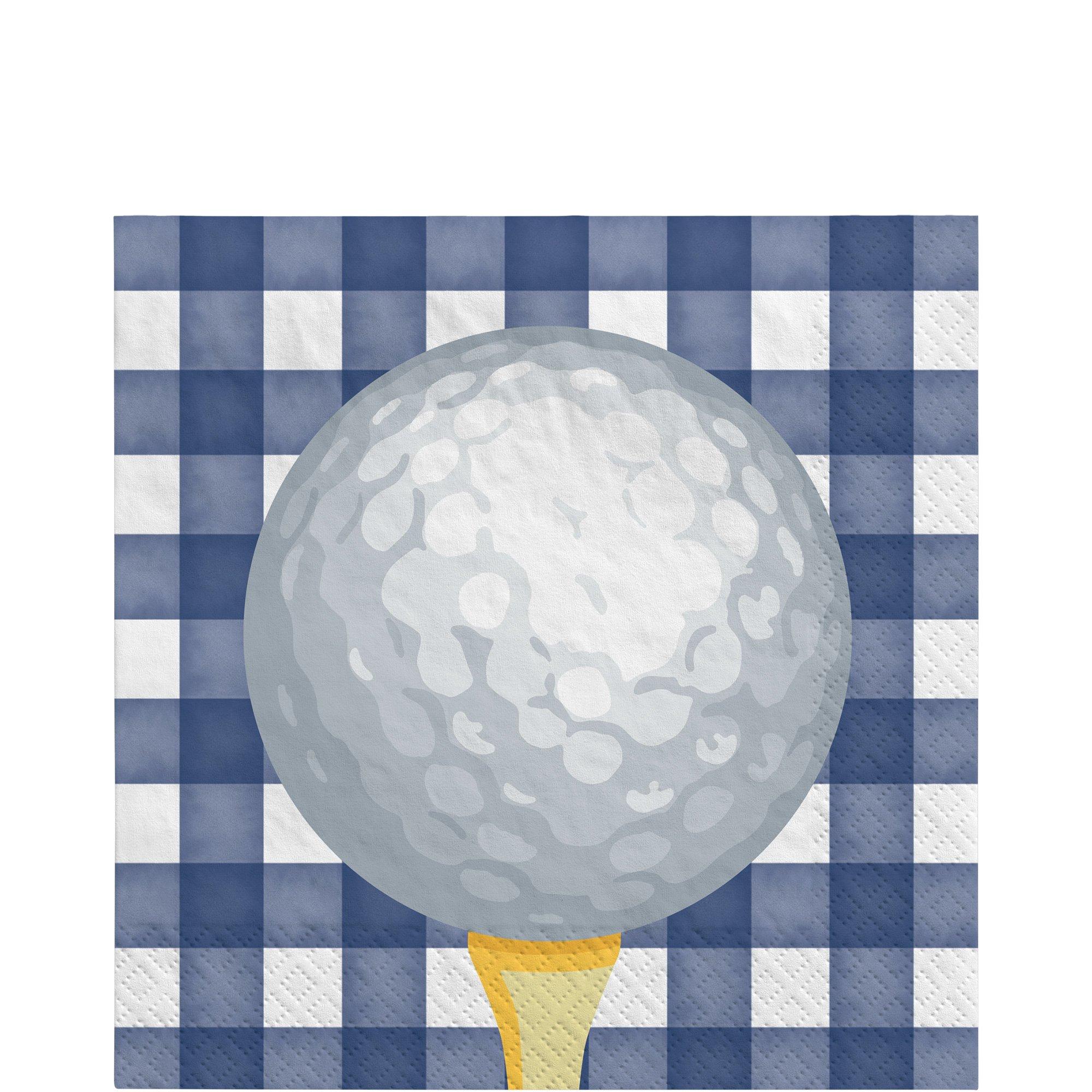 Golf Ball Gingham Paper Lunch Napkins. 6.5in. 40ct - Hole in One