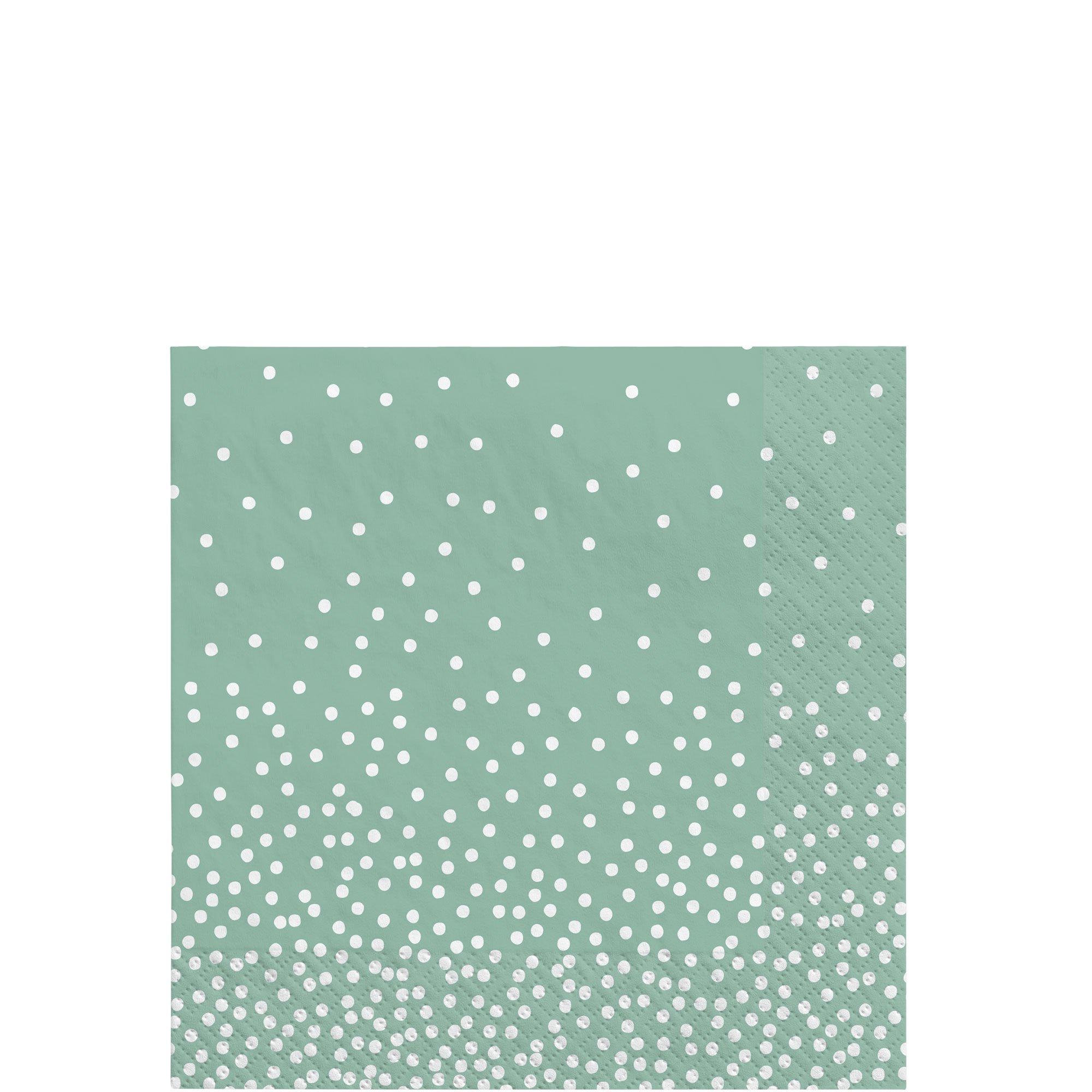 Mint Green Polka Dot Beverage Napkins. 5in. 20ct