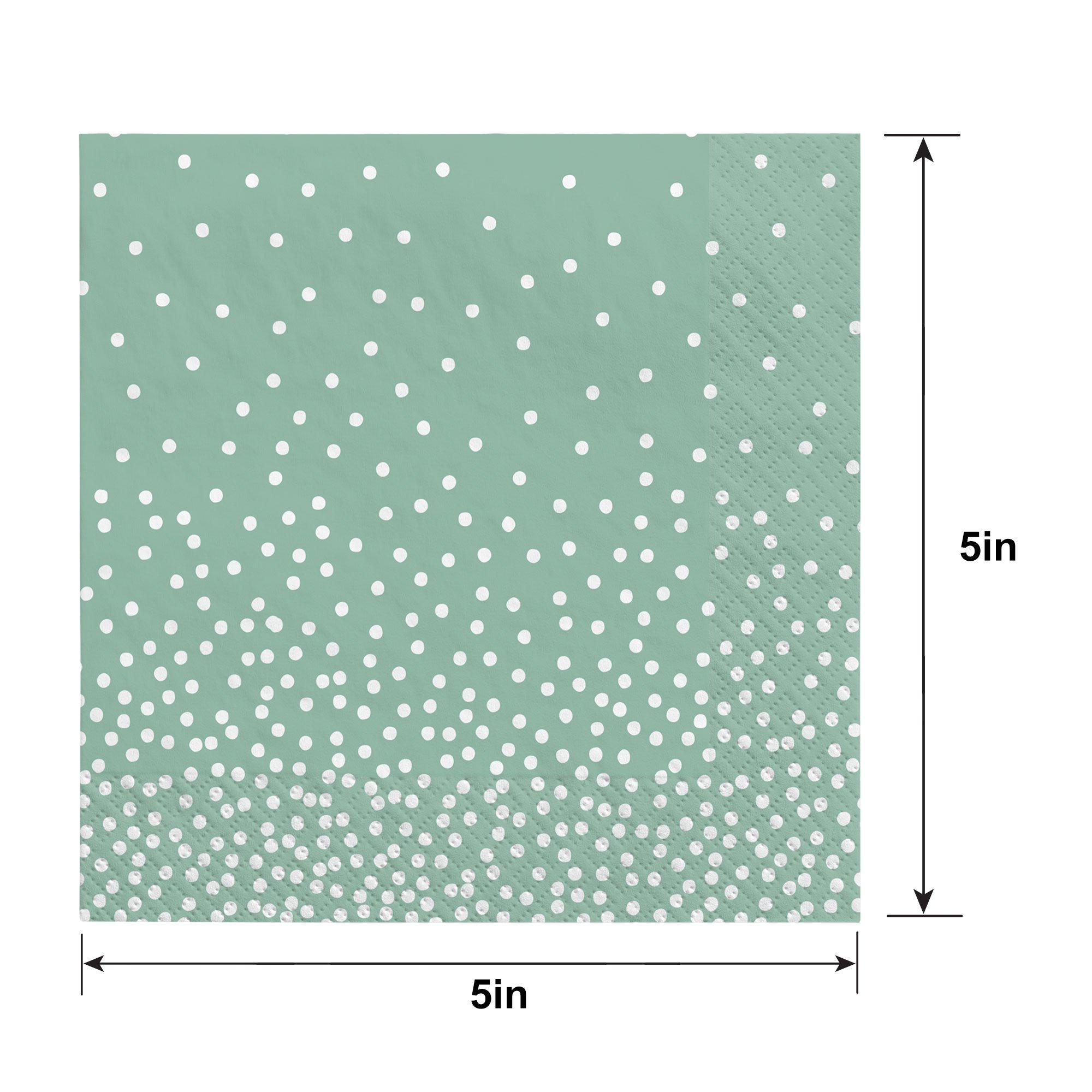 Mint Green Polka Dot Beverage Napkins. 5in. 20ct - Image 2