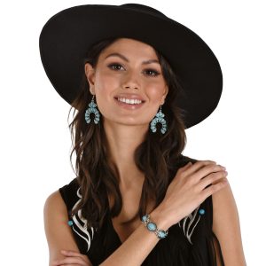 Western Faux Turquoise Metal Jewelry Set. 3pc