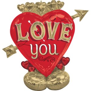 AirLoonz Heart & Arrow Love You Foil Balloon. 3.66ft - Just My Type