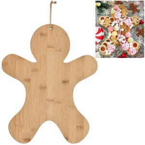Gingerbread Cookie-Shaped Bamboo Charcuterie Board. 12.7in x 14.9in