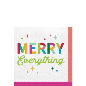 Merry Everything Paper Beverage Napkins. 5in. 40ct