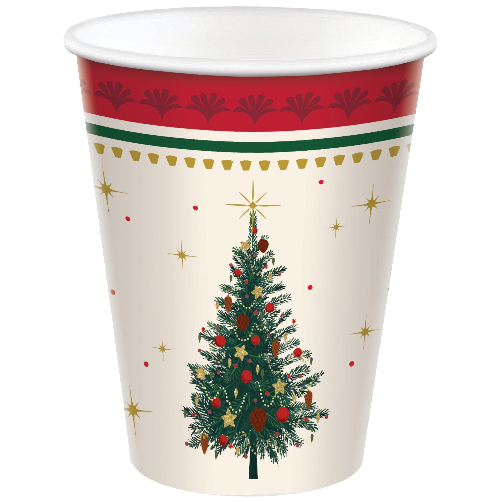 Elegant Evergreen Paper Cups. 9oz. 8ct