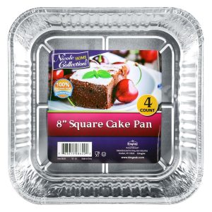 Reusable Square Aluminum Cake Pans. 8in. 4ct