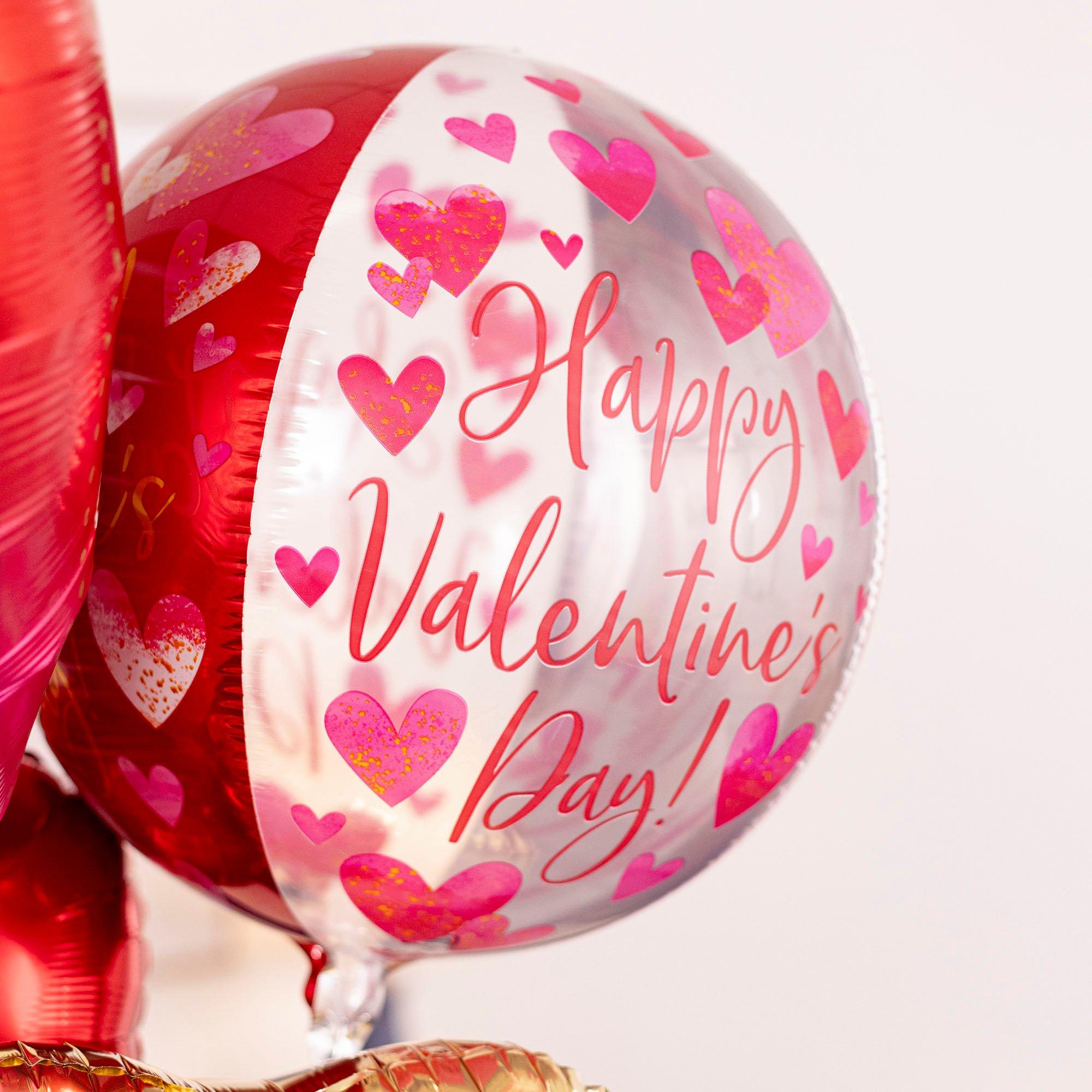 Watercolor Happy Valentine's Day Orbz Balloon. 15in x 16in - Image 3