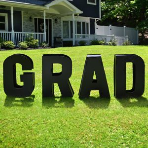 Black GRAD Giant Letter Yard Signs. 27in. 4ct