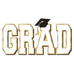 White Giant Graduation Cutout. 28in x 15in