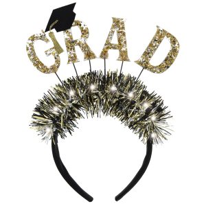 Grad Light-Up Headband. Black Silver & Gold. 1 pc