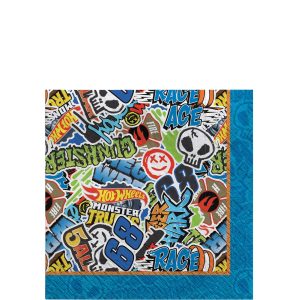 Hot Wheels Monster Trucks Paper Beverage Napkins. 5in. 16ct