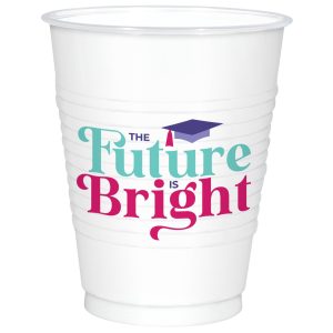 The Future Is Bright Printed 18 oz Plastic Tumbler. 25 ct