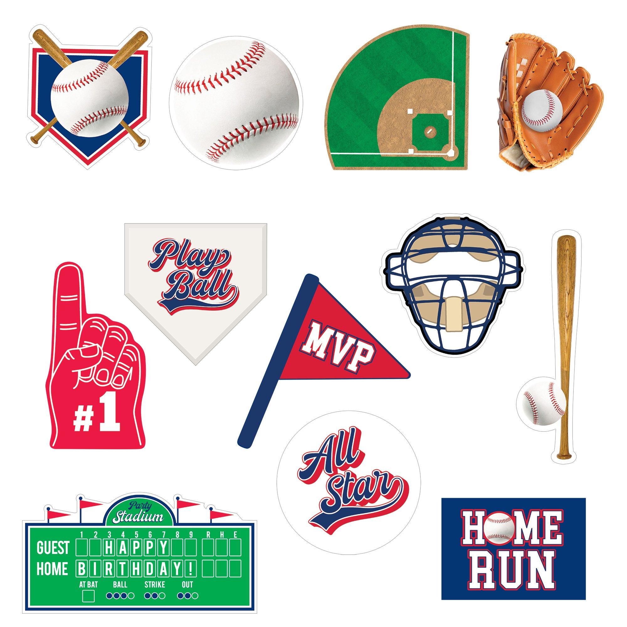 Baseball Party Cutouts Value Pack. 12ct
