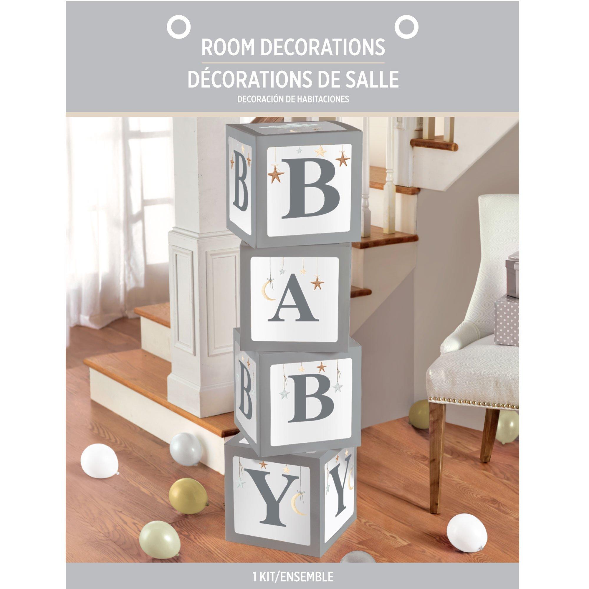 Over the Moon Pop-Up Baby Shower Block Decorations. 4pc - Image 3