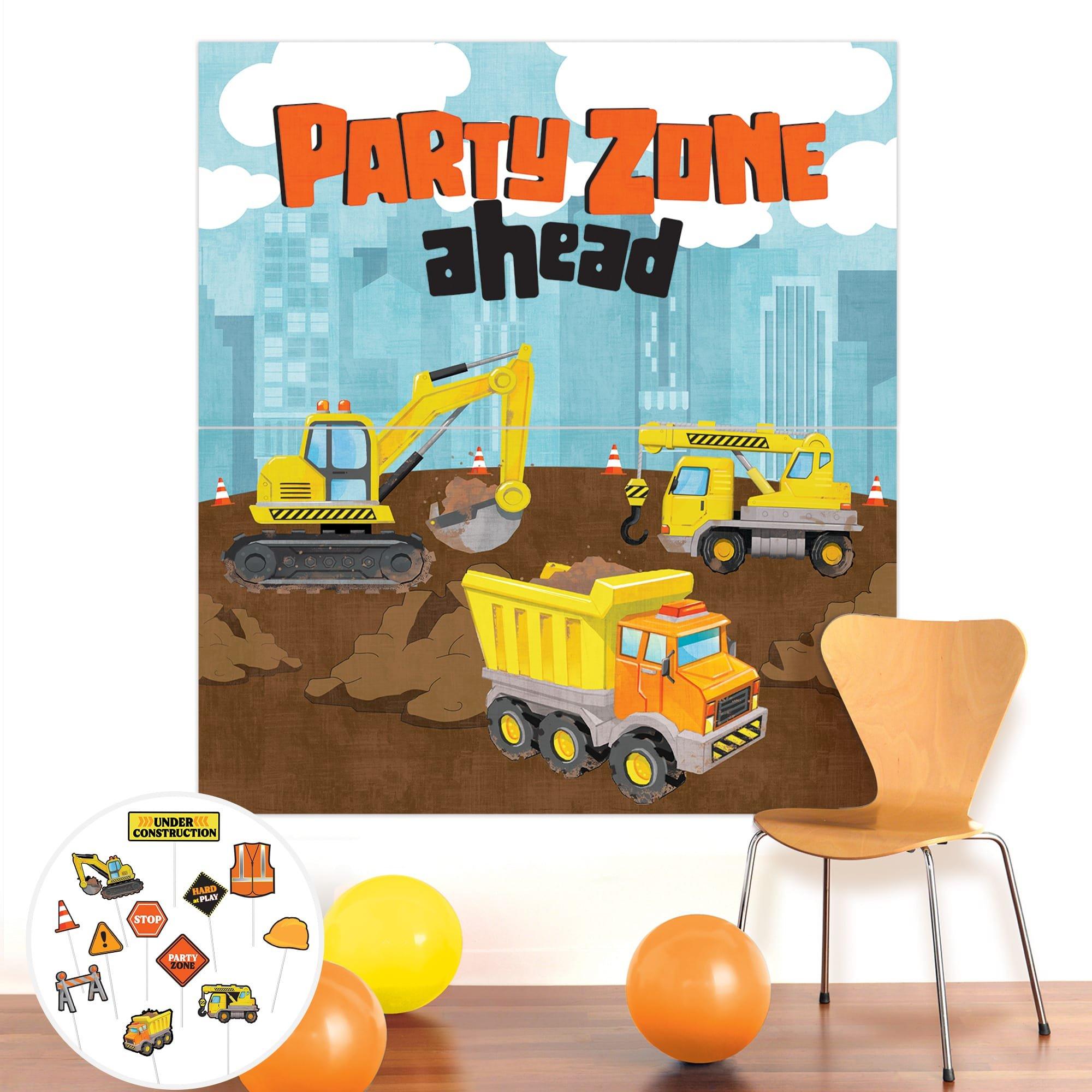 Construction Party Photo Backdrop with Props. 13pc