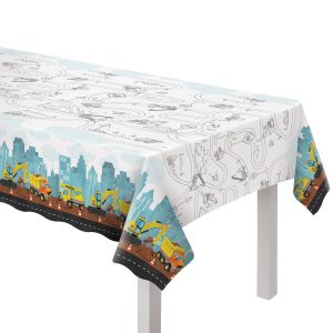 Construction Party Plastic Table Cover. 52in x 96in
