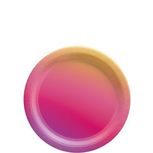 Rainbow Ombre Dessert Plates. 7in. 8ct