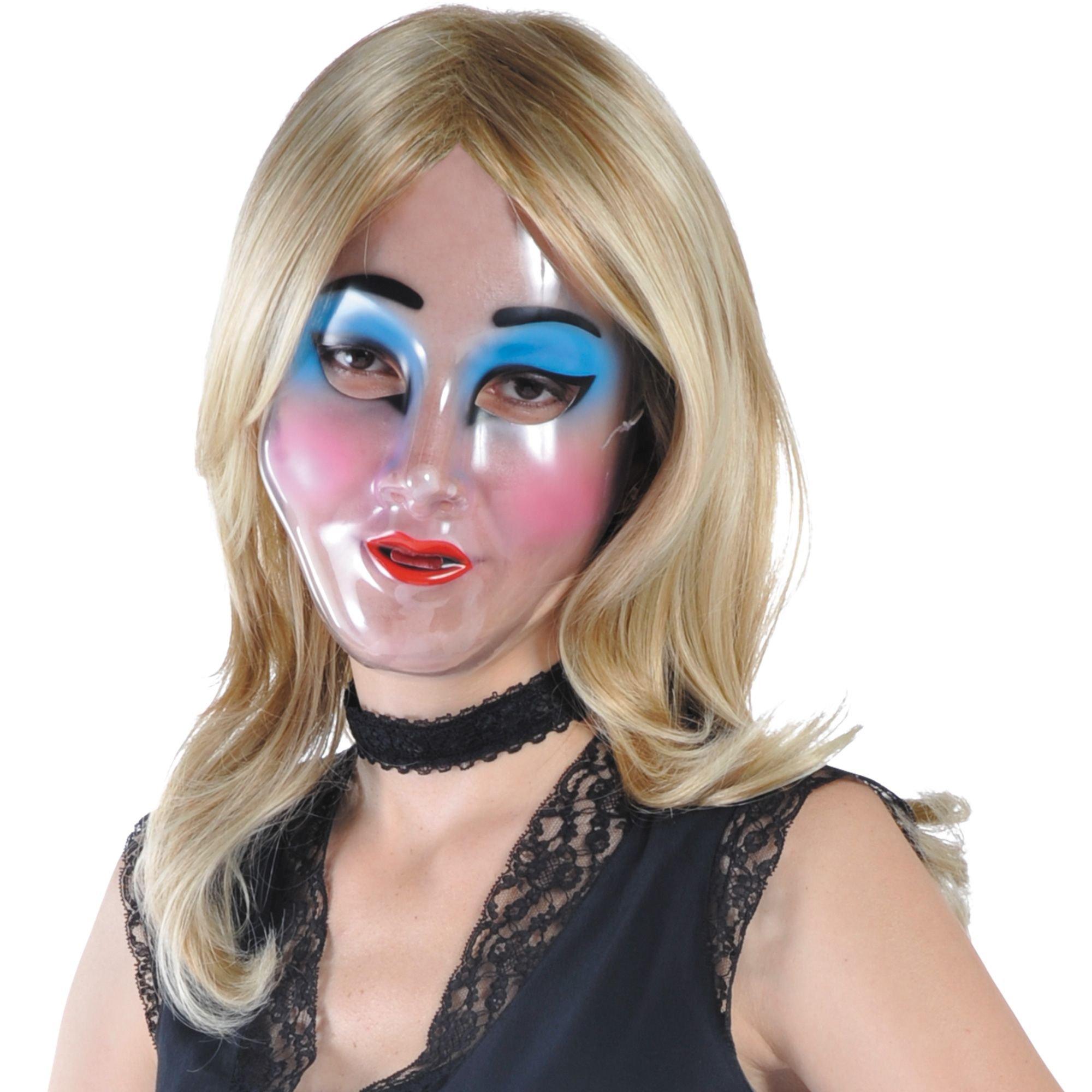 Transparent Disguise Mask. 1ct - Doll Eyes. Grin. Makeup or Mustache - Image 3