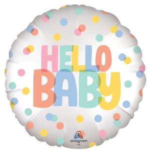 Hello Baby Pastel Polka Dot Foil Balloon. 18in