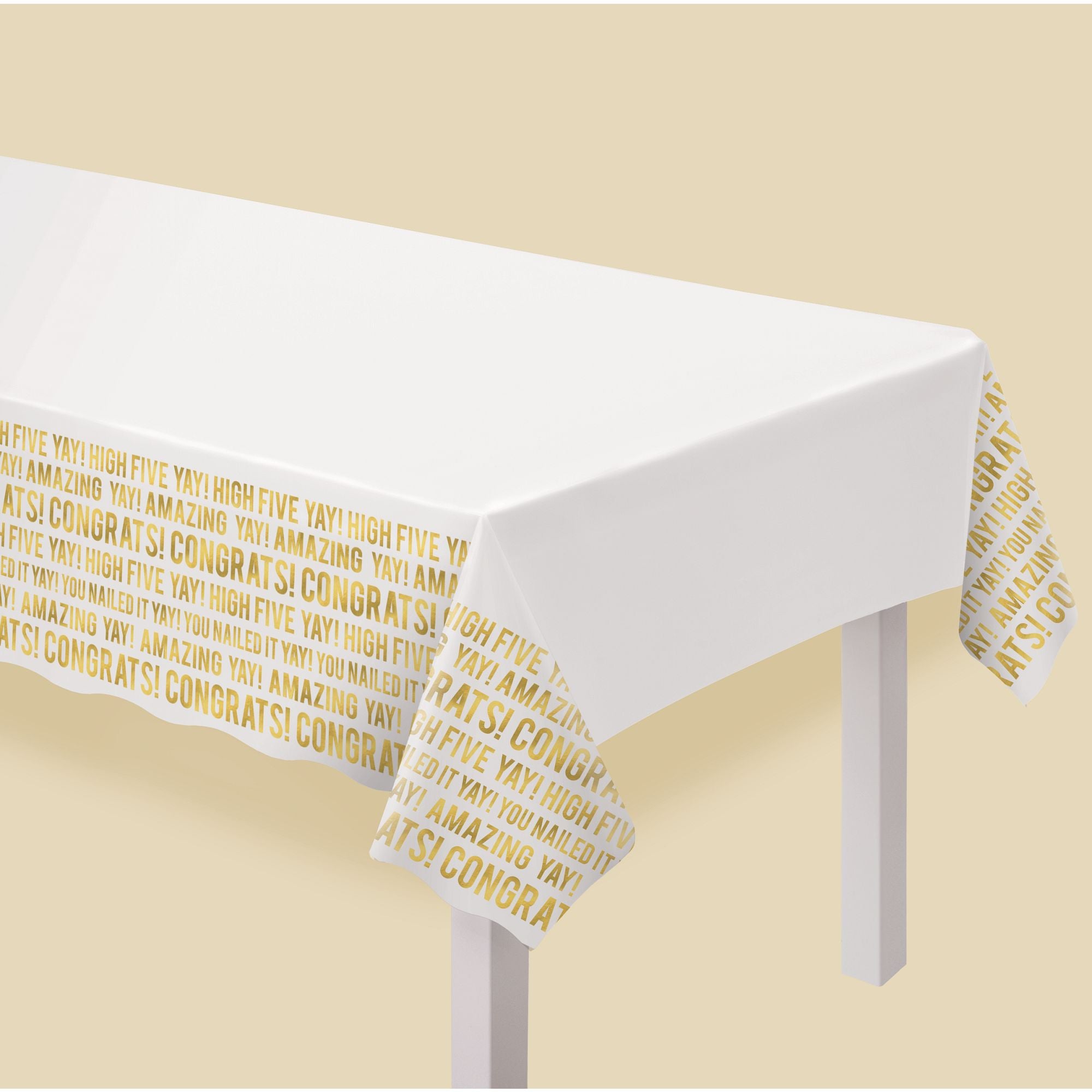 Congratulations Plastic Table Cover. 54in x 102in