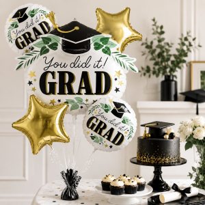 Satin Ivy & Stars You Did It Grad Foil Balloon Bouquet. 5pc