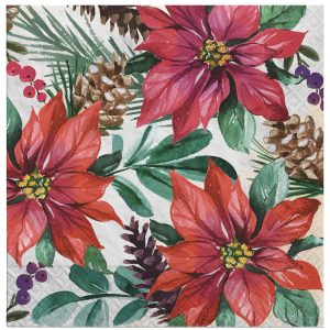 Traditional Poinsettia Napkins. 16ct (Lunch. Beverage or Guest Towel). Assorted Options