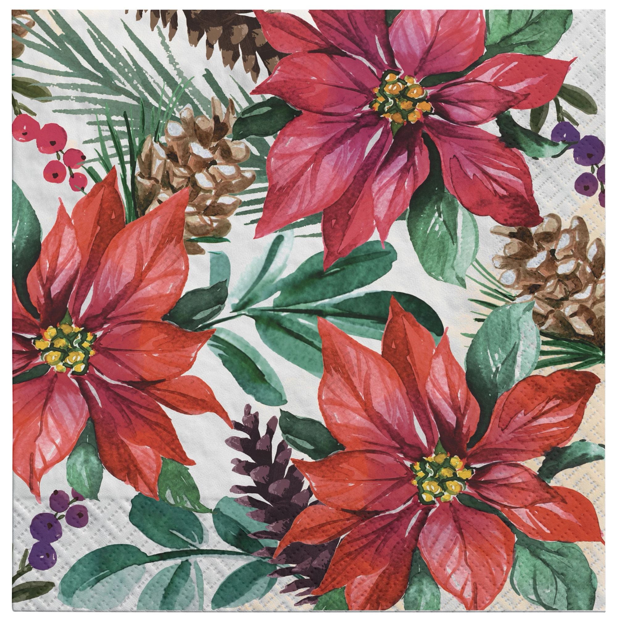 Traditional Poinsettia Napkins. 16ct (Lunch. Beverage or Guest Towel). Assorted Options