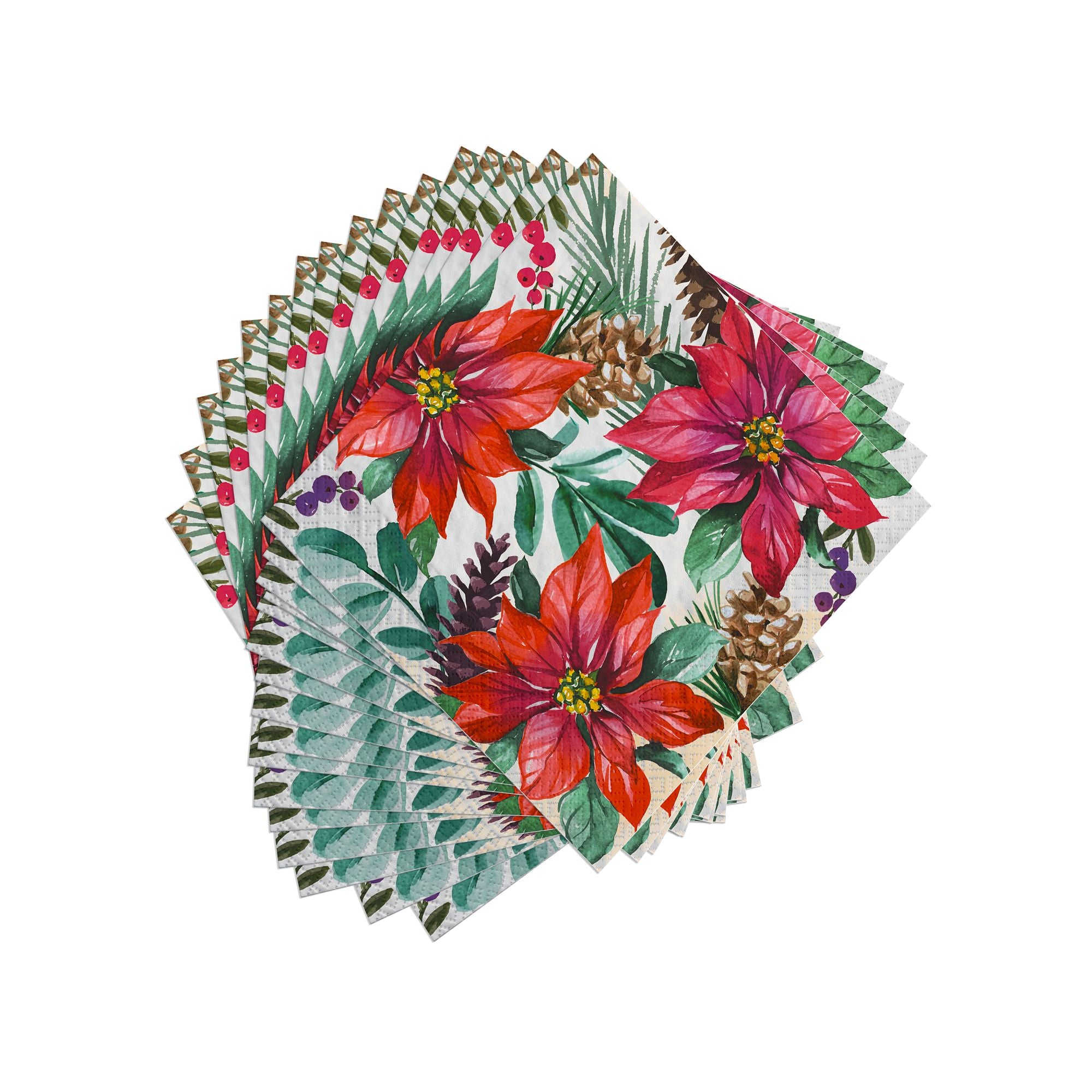 Traditional Poinsettia Napkins. 16ct (Lunch. Beverage or Guest Towel). Assorted Options - Image 4