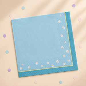 Blue Little Daisy Paper Lunch Napkins. 6.5in. 16ct