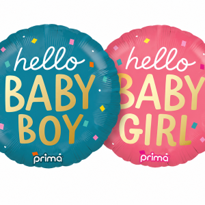 18in Round Hello Baby Foil Balloon. Assorted Colors