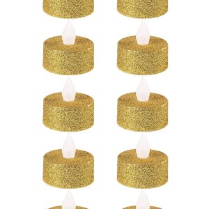 Glitter Tealight Flameless LED Candles. 10ct. Assorted Colors