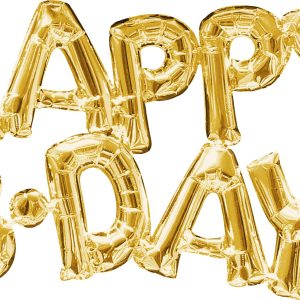 Air-Filled Happy B-Day Letter Balloon Banners. 2pc. Assorted Colors