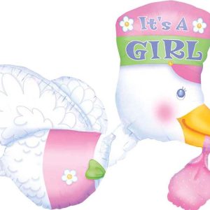 Stork Baby Shower Balloon. 32in. Assorted Colors
