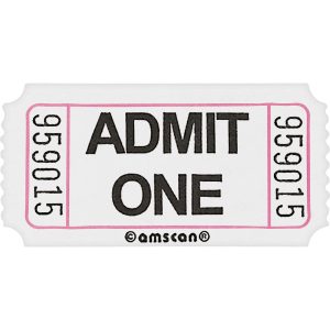 Admit One Single Roll Tickets. 1000ct. Assorted Colors
