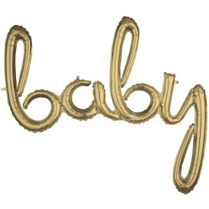 Air-Filled Baby Cursive Letter Balloon Banner. Assorted Colors