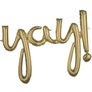 Air-Filled Yay Cursive Letter Balloon Banner. Assorted Colors