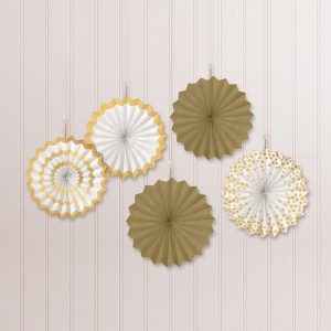 Mini Paper Fan Decorations. 6in. 5ct. Assorted Colors