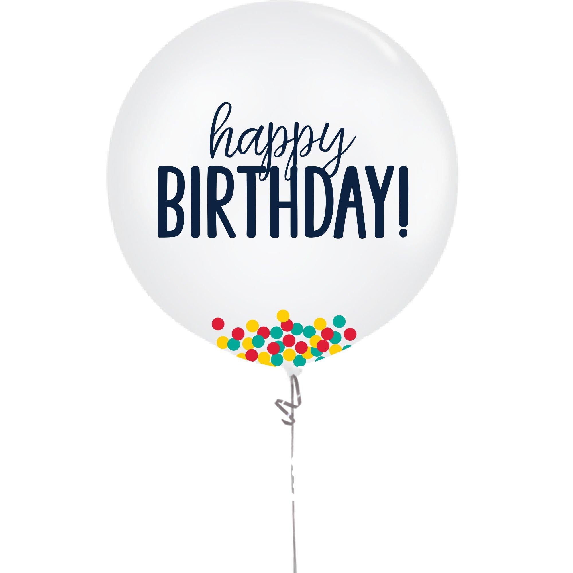 Happy Birthday Confetti Balloon. 24in. Assorted Colors - Image 3