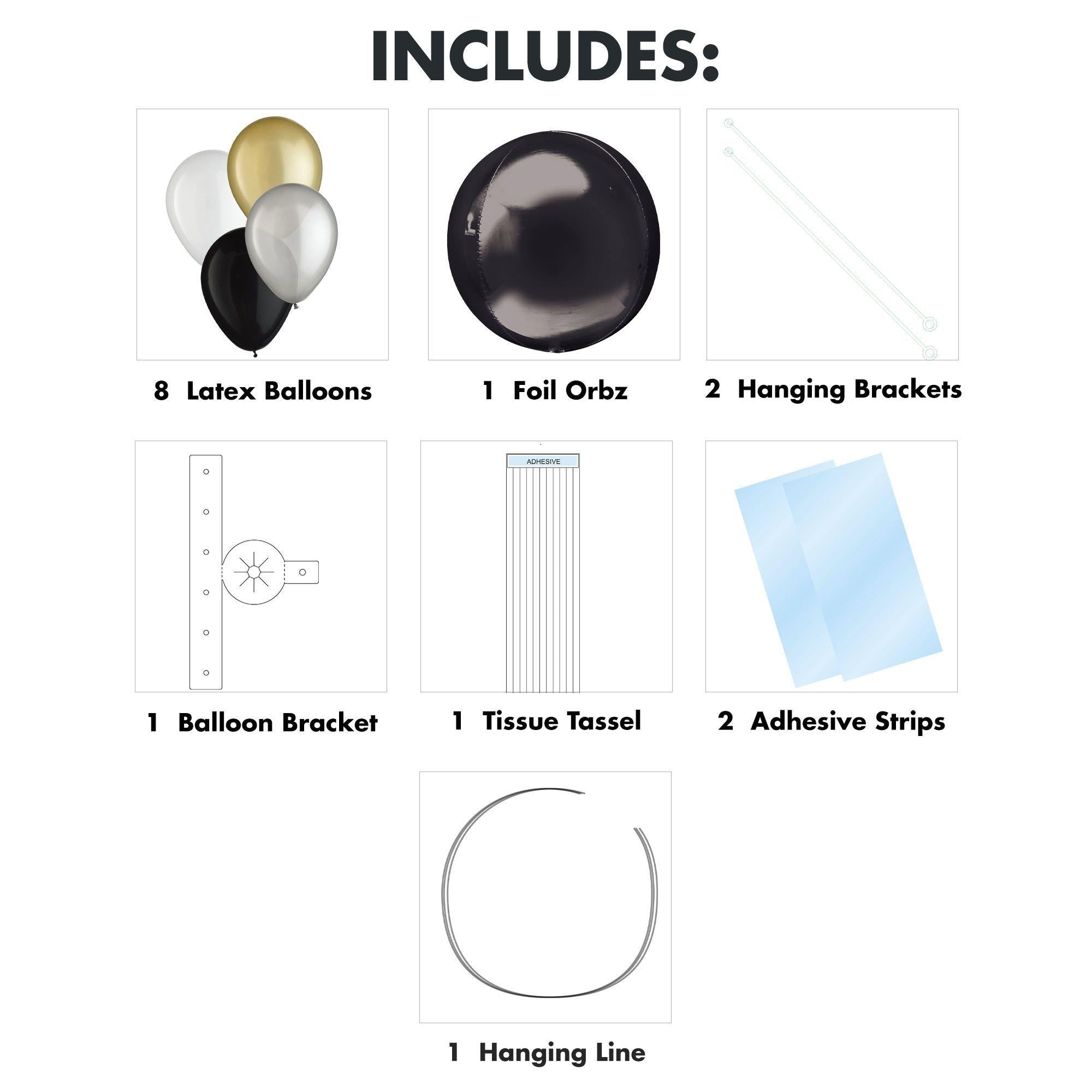 Air-Filled Orbz Foil & Latex Balloon Chandelier Kit. Assorted Colors - Image 3