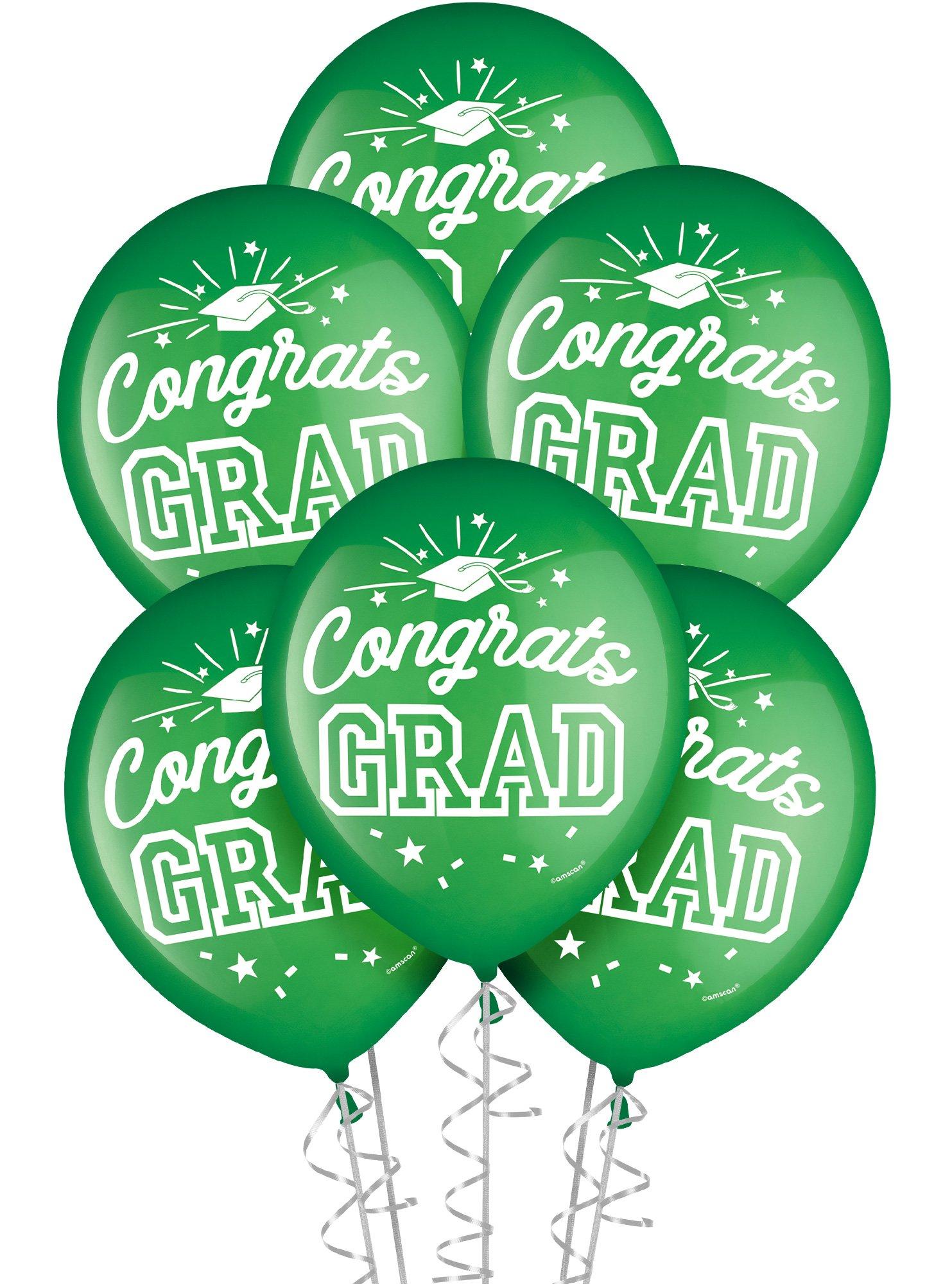 15ct. 12in. Congrats Grad Latex Balloons. Assorted Colors - Image 3